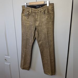 LAUREN RALPH LAUREN Women Straight Leg GOLD Pants (Shortened) Size 8